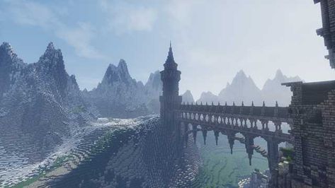 Epic Mountain Castle - Imgur Mountain Castle Minecraft, Minecraft Mountain Castle, Minecraft Beautiful, Minecraft Epic Builds, Minecraft Museum, Mountain Castle, Minecraft Mountain, Craft Houses, Minecraft Castle Designs