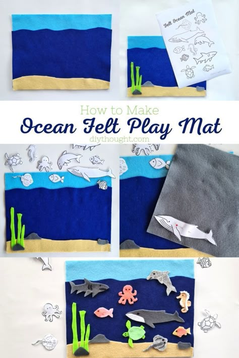 Ocean Felt Board, Felt Play Mat Diy Ideas, Sensory Mats Diy, Felt Ocean Animals, Felt Play Mat Diy, Felt Ocean, Play Mat Diy, Travel Play Mat, Felt Play Mat