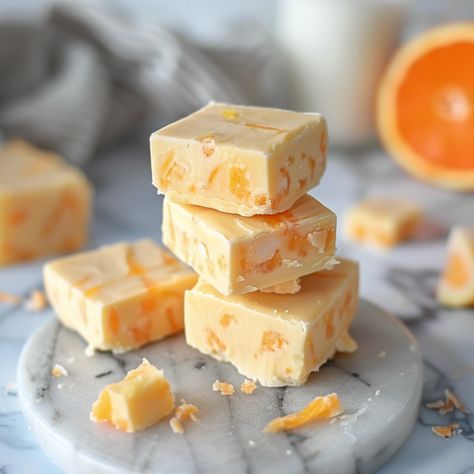 Creamcycle Fudge, Orange Dreamsicle Fudge, Orange Cream Fudge, Creamsicle Fudge Recipe, Fudge With Evaporated Milk, Orange Fudge Recipes, Orange Creamsicle Fudge, Creamsicle Fudge, Creamsicle Popsicle