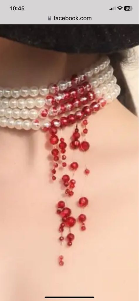 Drip Jewelry, Blood Necklace, Fancy Clothing, Blood Drip, Burlesque Costume, Red Jewel, Beading Crafts, Amulet Necklace, Art Things