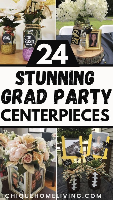 Explore these 24 most creative graduation party centerpiece ideas, where ingenuity meets celebration in every arrangement. From personalized touches to DIY masterpieces, each idea promises to add flair and festivity to your event. Graduation Floral Arrangements, Graduation Party Centerpiece Ideas, Graduation Flower Centerpieces, Grad Centerpieces, Floral Grad Party, Graduation Party Table Centerpieces, Party Centerpiece Ideas, Graduation Party Table Decorations, Vintage Graduation Party