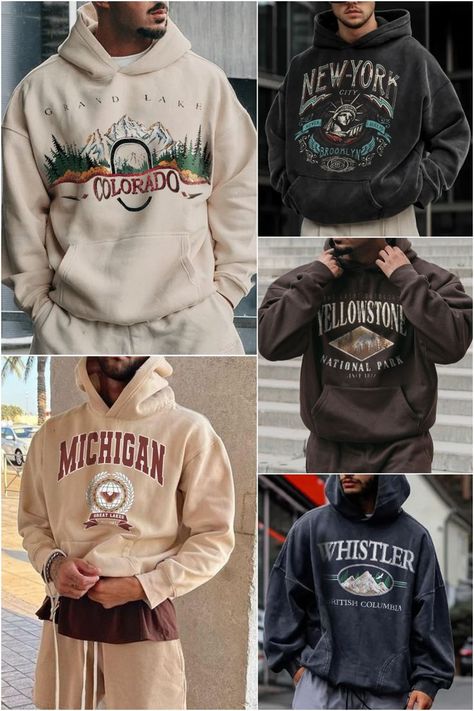 Colorado Hoodie, Dark Academia Outfits, Brand Tshirt, Guys Fashion, Academia Outfits, Styling For Men, Clothing Trends, Men Sweatshirt, Men Vintage