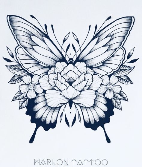 Butterfly With Flowers, Vintage Flower Tattoo, Throat Tattoo, Flower Tattoo Drawings, Illustration Tattoo, Tattoo Zeichnungen, Flower Tattoo Shoulder, Flower Tattoo Arm, Inspiration Tattoos