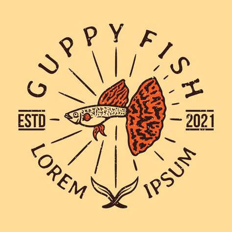 Logotipo vintage de pez guppy naranja co... | Premium Vector #Freepik #vector #fondo #logo #vintage #tarjeta Pet Shop Logo, Guppy Fish, Visual Identity Design, Logo Vintage, Reference Photos, Shop Logo, Vintage Logo, Art Reference Photos, Identity Design