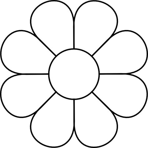 Flower Images Drawing, Flower Pencil Drawings Easy, 8 Petal Flower Template, One Flower Drawing, Flower Pedals Drawings, Flower Print Out, How To Draw A Simple Flower, Simple Flower Stencil, Flower Outline Drawing Simple