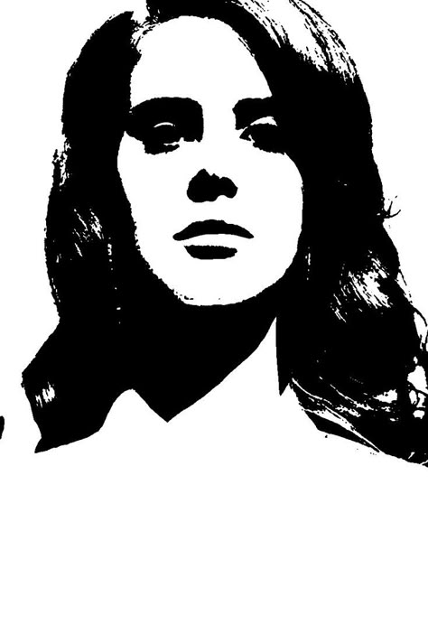 Lana Del Ray Drawing, Lana Del Rey Stencil, Ray Drawing, Lana Del Rey Art, Drawing Black And White, Famous Portraits, Star Illustration, Graphic Poster Art, Drawing Black