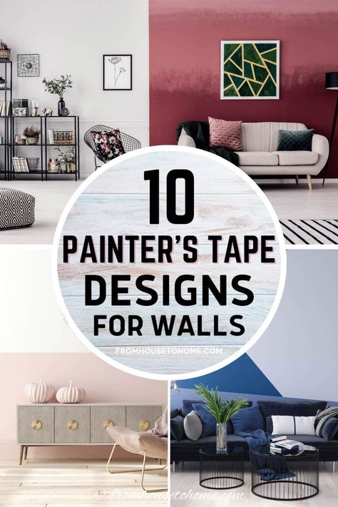 Bedroom Accent Wall Ideas Diy Paint, Duo Tone Wall Paint, Painting Lines On Walls Ideas, Accent Wall Designs Paint Easy, Simple Geometric Wall Paint Living Room, Tri Color Wall Paint, Living Room Wall Designs Paint, Wall Taping Design Ideas, Easy Wall Designs Paint