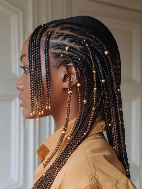 Trendy Knotless Braids with Beads Ideas Knotless Braid Ideas, Knotless Braids Ideas, Knotless Braids With Beads, Small Knotless Braids, Curly Braided Hairstyles, Easy Braid Styles, Small Knotless, Knotless Braid, Curly Pixie Haircuts