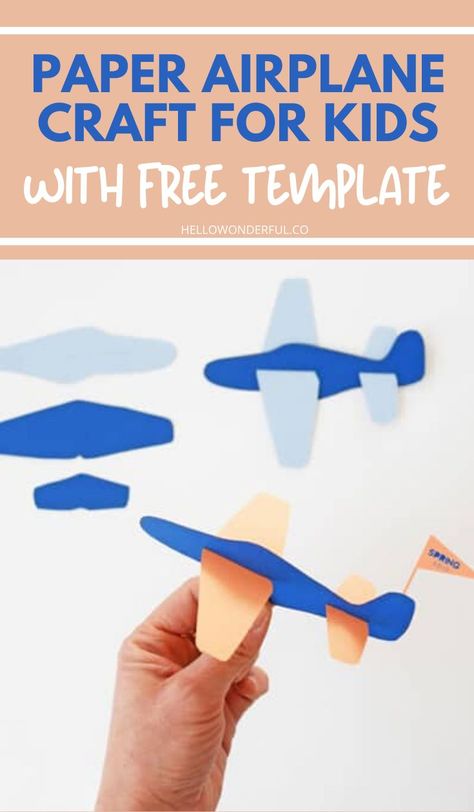 Paper Airplane Toy with free printable template. Paper plane craft for kids #hellowonderful Paper Craft Airplane, Paper Airplane Craft, Holiday Handprint Art, Airplane Craft, Abc Countdown, Paper Airplane Template, Plane Crafts, Teacher Crafts, Winter Crafts Preschool