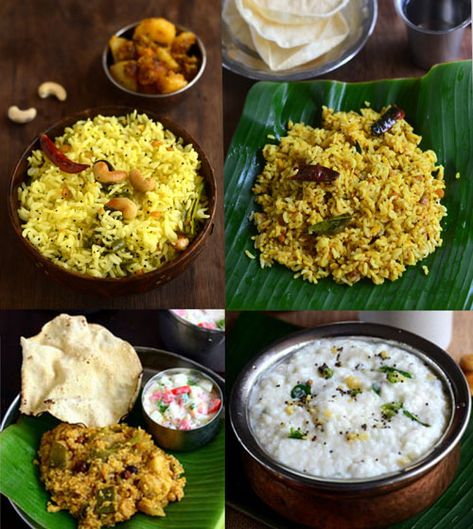 Variety Rice Recipes South Indian, South Indian Rice Recipes, Variety Rice Recipes Indian, South Indian Lunch Recipes, Rice Lunch Ideas, South Indian Meals, Rice Recipes For Lunch, South Indian Lunch, Rice Lunch