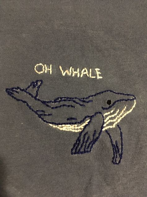 Humpback Whale Embroidery, Whale Shark Embroidery, Imbrodri Design, Small Embroidery Ideas Shirt, Whale Embroidery, Embroidery Ocean, Oh Whale, Diy Embroidery Shirt, Clothes Embroidery Diy