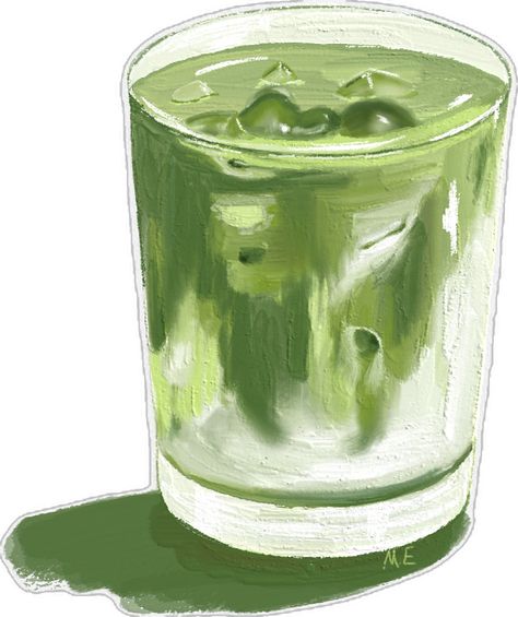 Matcha latte illustration Matcha Painting, Latte Illustration, Matcha Latte, Latte Art, Matcha, Shot Glass, Illustration Art, Art Painting, Desk