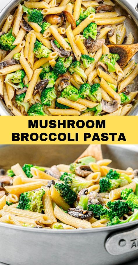 This mushroom broccoli pasta has it all. It's so flavorful, easy to put together, and is budget-friendly! It's the ultimate healthy comfort food that you'll make over and over again. It also makes for great leftovers and a tasty lunch the next day. Pasta With Mushrooms And Broccoli, Chicken Mushroom Broccoli Pasta, Mushrooms Broccoli Recipes, Broccoli Mushroom Pasta Recipes, Brocolli Mushroom Recipes, Brocolli And Mushroom Recipes, Shrimp Broccoli Mushroom Pasta, Healthy Broccoli Pasta Recipes, Broccoli And Mushroom Pasta