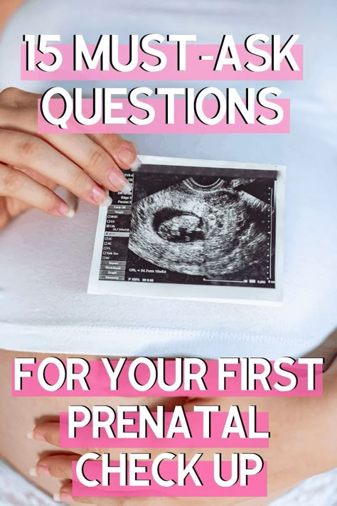 A list of all the questions to ask your doc at your first pregnancy check up. Questions to help ensure you have a healthy and safe pregnancy for both you and baby. first trimester must read First Prenatal Appointment, Prenatal Appointment, Pregnancy First Trimester, Pregnancy Info, Baby Sleep Problems, Trimesters Of Pregnancy, Preparing For Baby, Pregnancy Symptoms, First Trimester