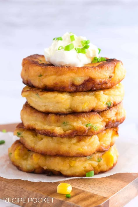 Creamed Sweetcorn Recipes, Cream Corn Fritters Recipe Easy, Sweetcorn Fritters South African, Corn Fritters With Creamed Corn, Sweet Corn Fritters Recipe, Creamed Corn Fritters Recipe, Creamed Corn Fritters, Sweetcorn Pancakes, Cream Corn Fritters