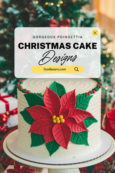 Royal Icing Christmas Cake, Christmas Decorated Cakes, Simple Christmas Cake Designs, Festive Cakes, Fondant Christmas Cake, Homemade Christmas Cake, Christmas Birthday Cake, Fruit Cake Design, Easy Christmas Cake Recipe