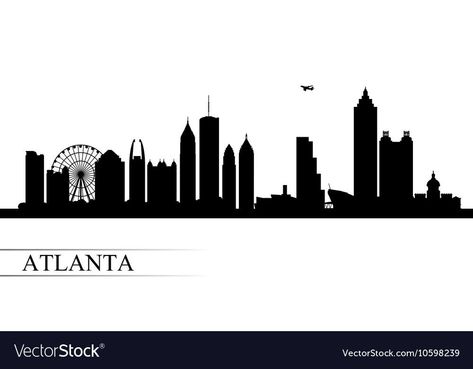 Atlanta Skyline Tattoo, Atlanta Skyline Drawing, Atlanta Skyline Silhouette, Atlanta City Skyline, Doodle Pen, Post Layout, Silhouette Background, Skyline Tattoo, Skyline Drawing