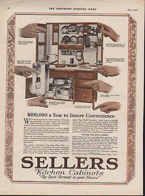 Sellers 1920 Ad 1920 Kitchen, Sellers Cabinet, Antique Hoosier Cabinet, 1920s Kitchen, Kokomo Indiana, Vintage Kitchen Cabinets, Hoosier Cabinets, Due South, Hoosier Cabinet