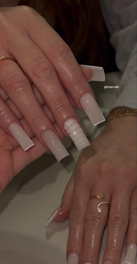 Cute White Hairstyles, Glitter Base Nails, Nail Art For Short Nails, Drip Nails, Colored Acrylic Nails, Grunge Nails, Girly Acrylic Nails, Instagram White, Long Square Acrylic Nails