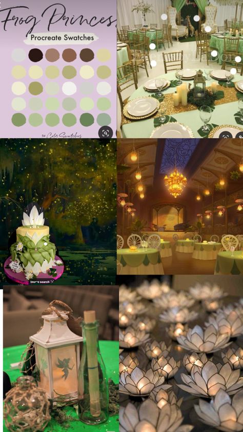 Frog Prince Party, Prince And The Frog Sweet 16, The Princess And The Frog Birthday Party, The Princess And The Frog Sweet 16, Princess And The Frog Movie Night, Princess Tiana Wedding Theme, Princess And The Frog Themed Wedding, Princess And The Frog Sweet 16 Theme, Princess And The Frog Prom