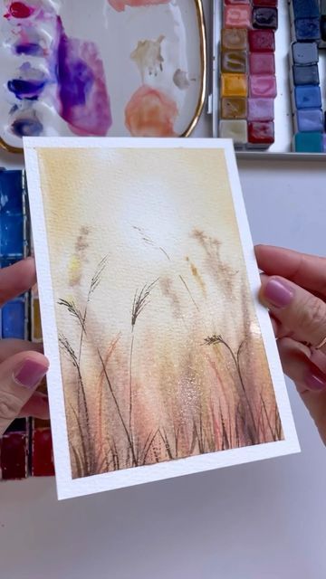 Madeline Kerrii | Watercolor on Instagram: "We have wrapped up week one of our 100 day challenge, it’s been an amazing week of painting light for me! This is a dreamy wheat field tutorial by @makoccinos that I painted in real time during a live exclusively for my subscribers last week. Mako has so so many great tutorials on youtube, go check her out! Also if you’re interested in joining another weekly live with me but with a smaller more intimate group of artists, check out my subscriptions! i Wheat Watercolor, Watercolor Field, Field Watercolor, Painting Light, 100 Day Challenge, Watercolor Tutorial, Fields Of Gold, Art Pen, Wheat Field