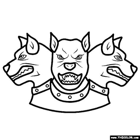 Three Headed Dog Coloring Page Three Headed Dog Drawing, 3 Headed Dog Drawing, 3 Headed Dog, Three Headed Dog, Dog Drawing Simple, Scary Dogs, Big Scary, Dog Coloring Page, Three Dogs