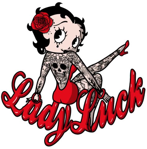 lady luck on Behance Betty Tattoo, Betty Boop Tshirt, Bike Frame Design, Betty Boop Tattoo, Mickey Mouse Fabric, Betty Boop Tattoos, Luck Tattoo, Arte Pin Up, Skates Shoes