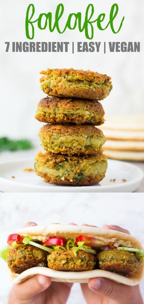 7-ingredient Easy Vegan Falafel using canned chickpeas. Baked or Pan Fried options! #vegan #plantbased #dairyfree #falafel #noracooks Vegan Falafel Recipe, Healthy Vegan Dessert, Vegan Falafel, Falafel Recipe, Healthy Vegan Snacks, Vegan Lunches, Canned Chickpeas, Vegan Lunch, Vegan Cooking