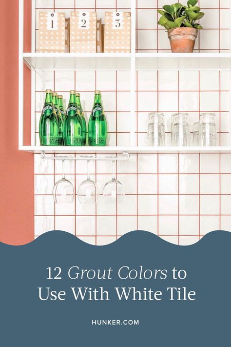 We spoke with design experts to get their take on how to select the best grout colors, and even the right grout width, for your space. #hunkerhome #grout #groutideas #groutcolors #whitegrout Colourful Grout Kitchen, White Tile Colored Grout Kitchen, White Tile Colored Grout Bathroom, White Subway Tile Beige Grout, White Tiles With Coloured Grout, White Subway Tile Grout Colors, White Tiles Coloured Grout, Grout Colors For White Tile Kitchen, White Tile With Beige Grout