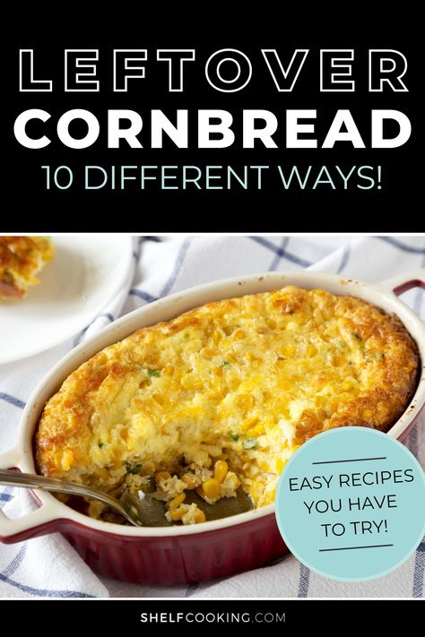 Wondering what you can do with your extra cornbread? We wouldn't judge you for eating it right out of the pan, but you might want to try these genius leftover cornbread recipes instead! Cornbread Uses, Crumbled Cornbread Recipes, Foods To Eat With Cornbread, Uses For Cornbread, Leftover Cornbread Stuffing Recipes, Leftover Corn Muffin Recipes, What To Make With Leftover Cornbread, Uses For Leftover Cornbread, Leftover Cornbread Recipes Ideas