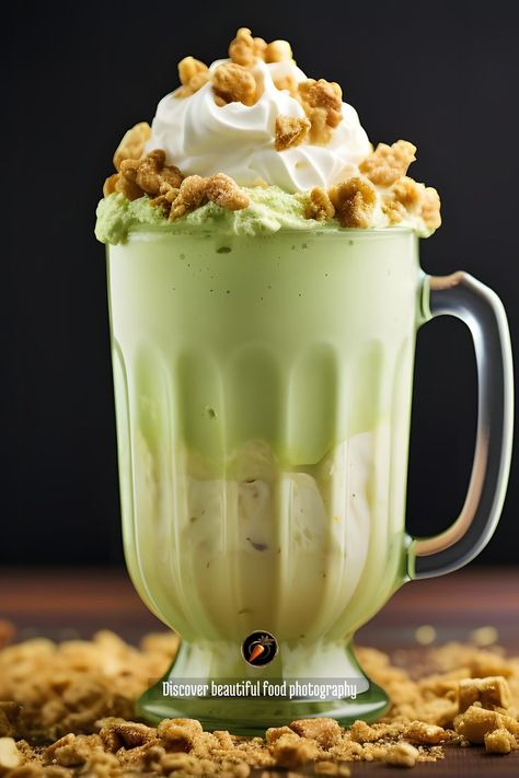 Indulge in the ultimate decadent treat with this sweet, creamy Pistachio Pecan Praline Milkshake. This rich and flavorful milkshake is nutty and caramelized, offering a smooth and satisfying thick texture that is sure to please. With its frosty and creamy consistency, this indulgent beverage is both delicious and satisfying. Treat yourself to a creamy, creamy, sweet, nutty, caramelized, indulgent, smooth, flavorful, rich, decadent, thick, frosty, satisfying, delicious milkshake. Perfect for an Pecan Praline, Pecan Pralines, Beautiful Food Photography, Milkshakes, Beautiful Food, Pistachio, Treat Yourself, Food Photography, Caramel