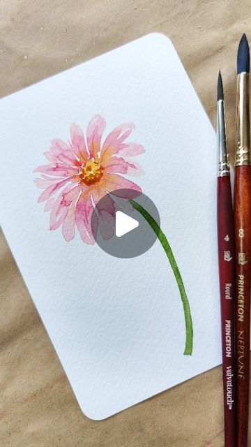 Daisy Tutorial, Simple Watercolor Flowers, Loose Watercolor Flowers, Cadmium Yellow, Learn Watercolor Painting, Watercolor Postcard, Step By Step Watercolor, Watercolor Flowers Tutorial, Watercolor Beginner