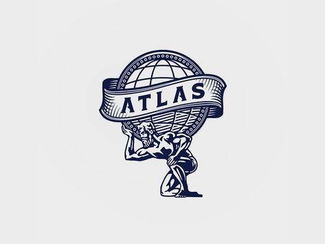 Atlas Logo by Srdjan Vidakovic Logo Globe, Logo Education, Atlas Design, Atlas Tattoo, Typography Design Inspiration, Globe Logo, Pic Art, Logo Design Collection, Logos Inspiration