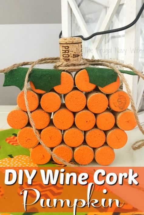 Wine Cork Projects – Easy Wine Cork Pumpkin Craft Corks Pumpkin, Diy Pumpkins Crafts, Pumpkin Wine, Upcycled Wine Corks, Fun Fall Decor, Diy Cork, Wine Cork Diy Crafts, Wine Cork Projects, Wine Cork Diy