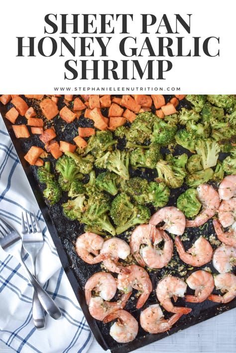 Sheet Pan Honey Garlic Shrimp with sweet potatoes and broccoli is the perfect one pan meal to get you through the week. You can easily throw this recipe together on a Sunday for easy meal prep! Shrimp With Broccoli, Sweet Potatoes And Broccoli, Scallops Recipes, Potatoes And Broccoli, Quick Meals To Make, Honey Garlic Shrimp, Stephanie Lee, Sweet Potato Bowls, One Pan Meal