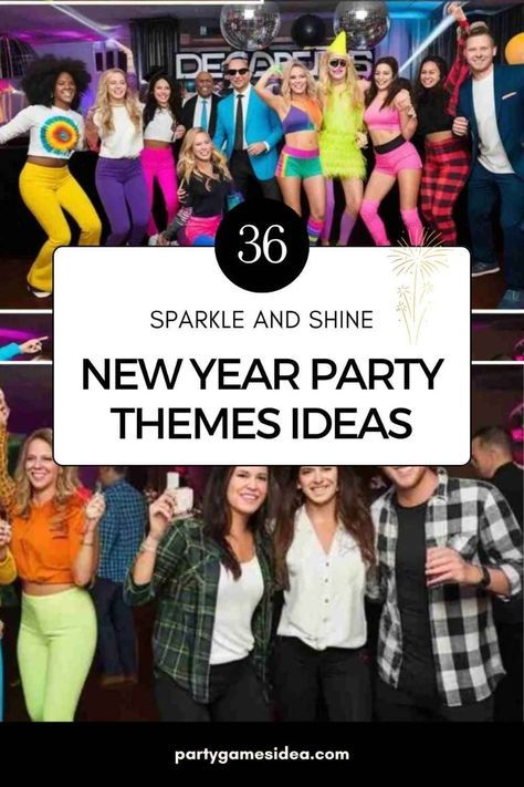 Theme For New Years Eve Party, New Years Glow Party, Party Themes For Adults Fun Ideas, New Years Party Themes For Adults, Nye Party Themes Ideas, Sparkle And Shine Party, Themes For New Years Eve Party, Frat Themed Party, Nye Glow Party