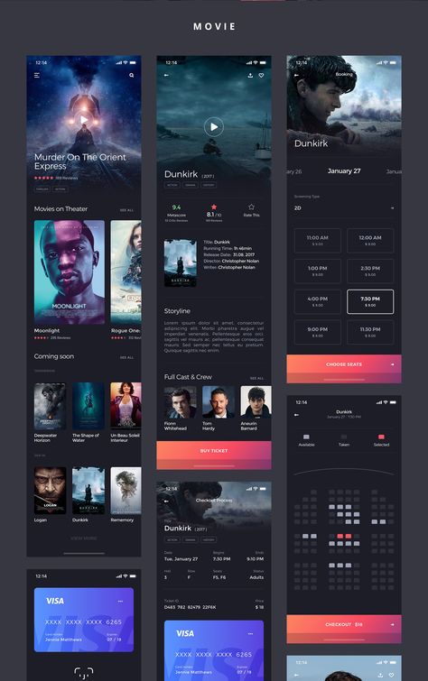 Kino, the Movie iOS UI Kit on Behance Ios Screen, Movie App, Ios Ui, Movie Website, App Interface Design, Mobile Ui Design, Web Ui Design, App Design Inspiration, Mobile App Ui