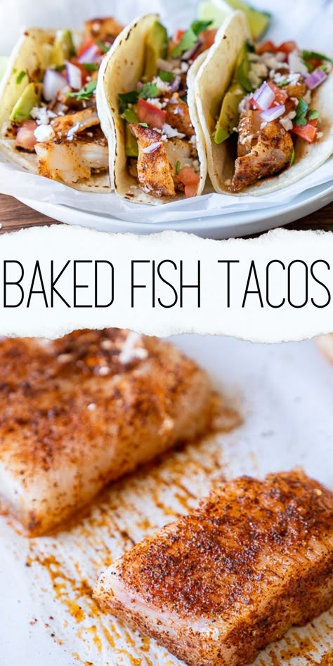 If you're searching for the BEST Baked Fish Tacos Recipe, this is it! Flakey and tender cooked fish that's seasoned to perfection, then wrapped up in a warm tortilla that's filled with your favorite toppings. Fish Tacos For Diabetics, Oven Fish Tacos, Baked Fish For Tacos, Baked Tilapia Tacos, Fish Tacos Tilapia Baked, Fish Taco Seasoning Tilapia, Basa Fish Tacos, Perch Tacos Recipe, Crappie Fish Tacos