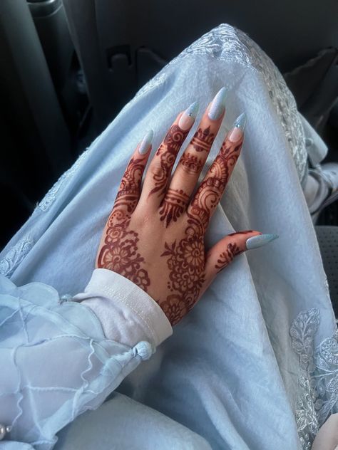 eid mehndi henna nails blue nails henna tattoo Blue Henna, Eid Mehndi, Henna Nails, Eid Henna, Nails Blue, Henna Tattoo, Blue Nails, Henna, Tattoos