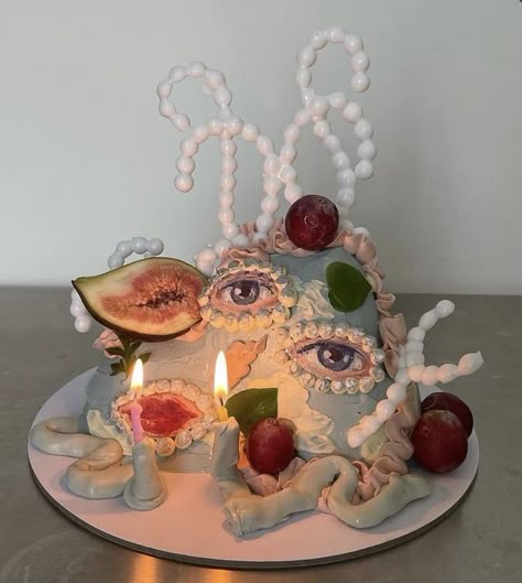 Alt Birthday Cakes, Cherub Cake, Surrealist Party, Whimsical Cake, Whimsical Party, Pretty Birthday Cakes, Cute Birthday Cakes, Snacks Für Party, Just Cakes