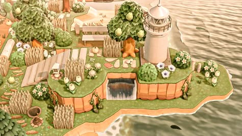 Acnh Back Of Island, Animal Crossing Island Layout Ideas, Animal Crossing Island Layout, Island Layout Ideas, Cottage Core Animal Crossing, Cottagecore Animals, Cottagecore Ideas, Cottagecore Animal Crossing, Island Layout