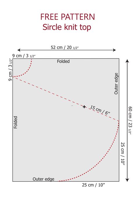 Make a circle knit top in no time! This is an easy sewing project even for beginners! Kimono Pattern Free, Knit Shirt Pattern, Circle Top, Knit Top Patterns, Tunic Sewing Patterns, Girls Dress Sewing Patterns, Diy Clothes And Shoes, Diy Tops, Paper Pencil