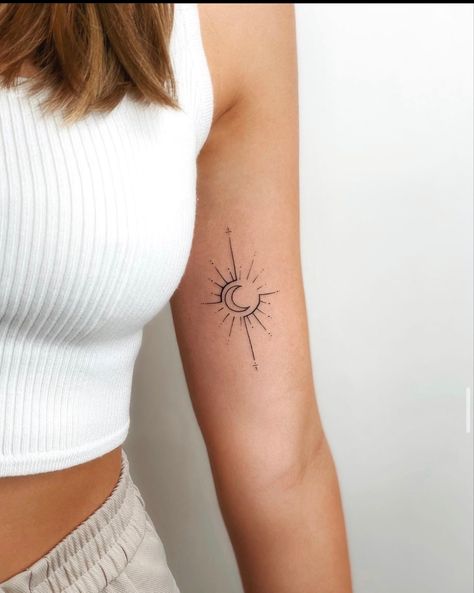 Font Tato, Small Pretty Tattoos, Sun Tattoos, Tattoo Ideas For Women, Small Hand Tattoos, Cute Tattoos For Women, Classy Tattoos, Discreet Tattoos, Sun Tattoo