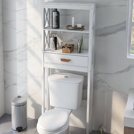 White Bathroom Storage Cabinet, Bathroom Cabinet With Drawers, Space Saving Toilet, White Bathroom Storage, Tall Bathroom Storage Cabinet, Tall Bathroom Storage, Bathroom Space Saver, Toilet Shelves, Over The Toilet