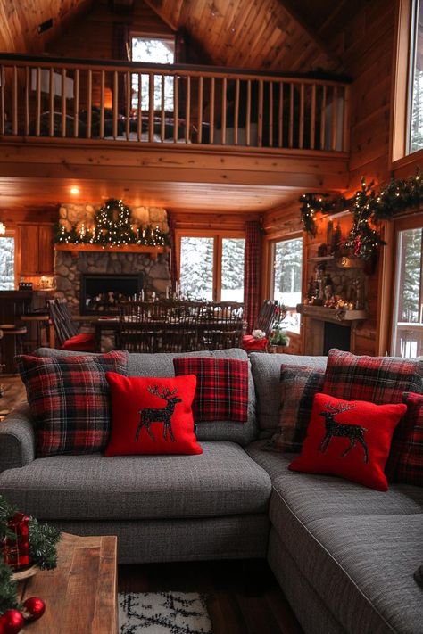 21 Cozy Mountain Lodge Christmas Decor Ideas 54 Ski Lodge Christmas Decor, Ski Lodge Christmas, Lodge Christmas Decor, Lodge Christmas, Comfy Cozy Home, Eclectic Bathroom Design, Lodge Style Home, Honeycomb Wallpaper, Cabin Christmas Decor