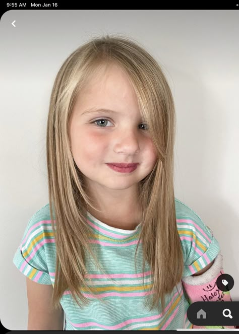 Kids Hair Cuts For Girls Medium Shoulder Length, Layered Hair For Girls Kids, Kids Hair Cuts For Girls Long Layers, Kids Hair Cuts Girls Long, Kid Hair Cut Girl, Toddler Girl Long Haircut, Girl Layered Haircut Kids, Kids Hair Cuts With Bangs, Girls Haircut Kids Long