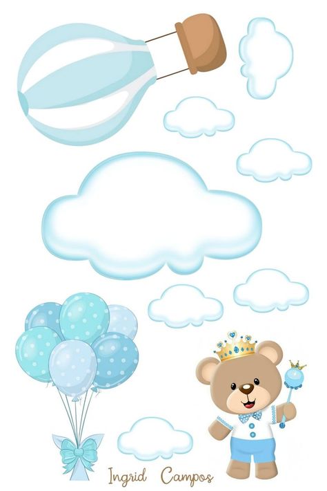 Teddy Bear Cake Topper Printable, Baby Shower For Men, Minnie Mouse Printables, Baby Shower Oso, Baby Boy Birthday Themes, Baby Boy Cake Topper, Babby Shower, Bear Cake Topper, Pop Baby Showers