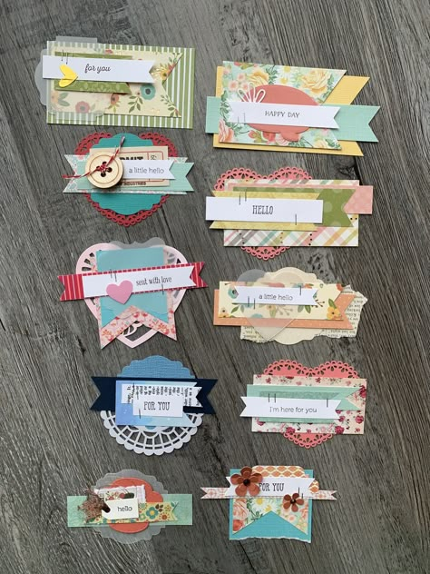 Handmade Embellishments For Cards, Card Embellishments Diy, Scrap Paper Clusters, Card Candy Embellishments, Diy Embellishments Scrapbook, Scrap Paper Ideas, Paper Scraps Ideas, Scrapbooking Embellishments Diy, Scrap Embellishments