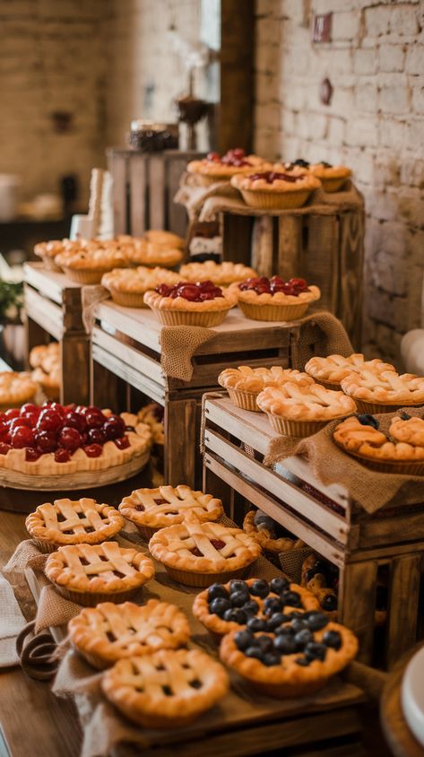 10+ Affordable Rustic Dessert Bar Ideas for A Sweet Wedding Wedding Dessert Ideas Instead Of Cake, Unique Wedding Dessert Ideas, Unique Wedding Desserts, Fall Wedding Food Ideas, Wedding Pie Table, Food At Wedding, Wedding Dessert Table Elegant, Food Stations Wedding, Fun Wedding Food