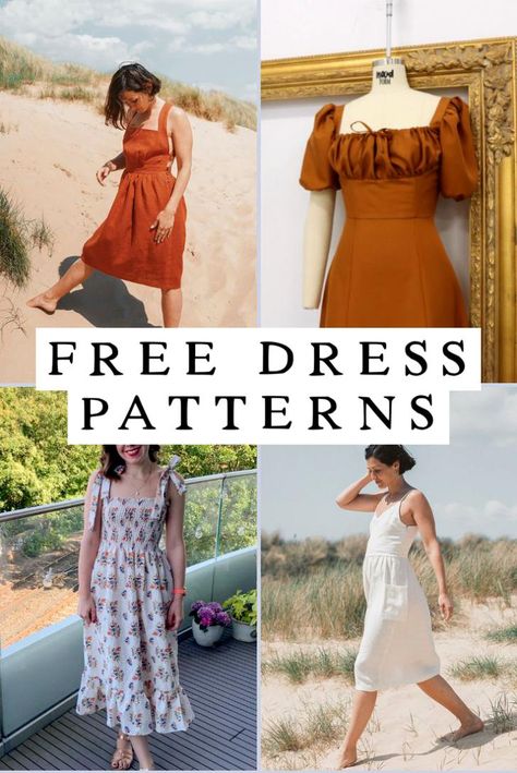 Here are 10+ trendy free dress sewing patterns to make for your next sewing project. Many have downloadable pdf patterns or easy to follow tutorials Free Dress Sewing Patterns, Summer Dress Sewing Patterns, Robe Diy, Dress Sewing Patterns Free, Sewing Patterns Free Women, Free Dress, Summer Dress Patterns, Sewing Projects Clothes, Dress Patterns Free